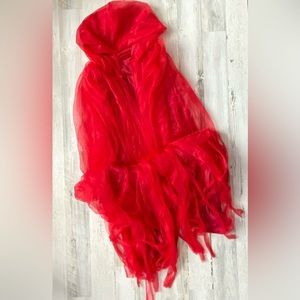 Long hooded red cape